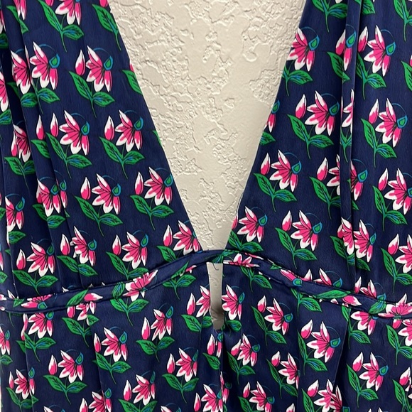 DVF Leyland Zen Floral Halter Dress in Midnight S Silk - Picture 3 of 9